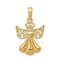 14K Gold Polished & Textured Guardian Angel Heart Pendant Charm Jewelry 20x15 mm